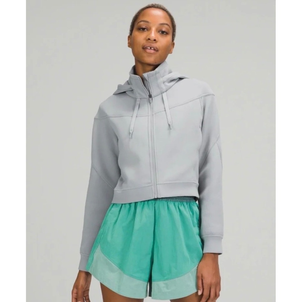 Lululemon Rogue Renegade Zip Up Hoodie Light Grey Cropped Jacket Size 12